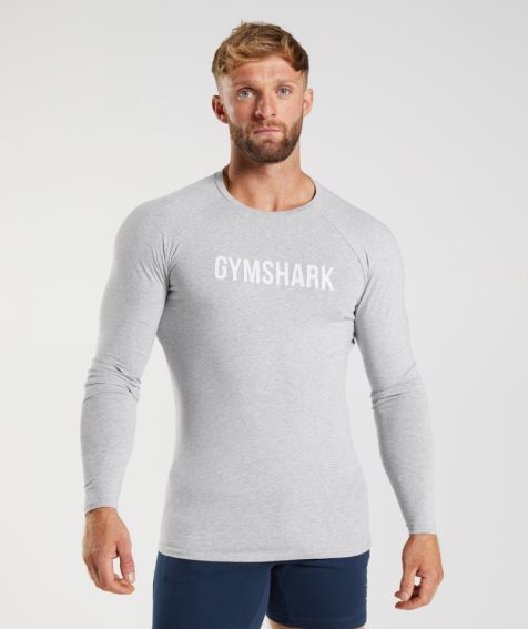 Men's Gymshark Apollo Long Sleeve T-Shirts Light Grey | CA N57860